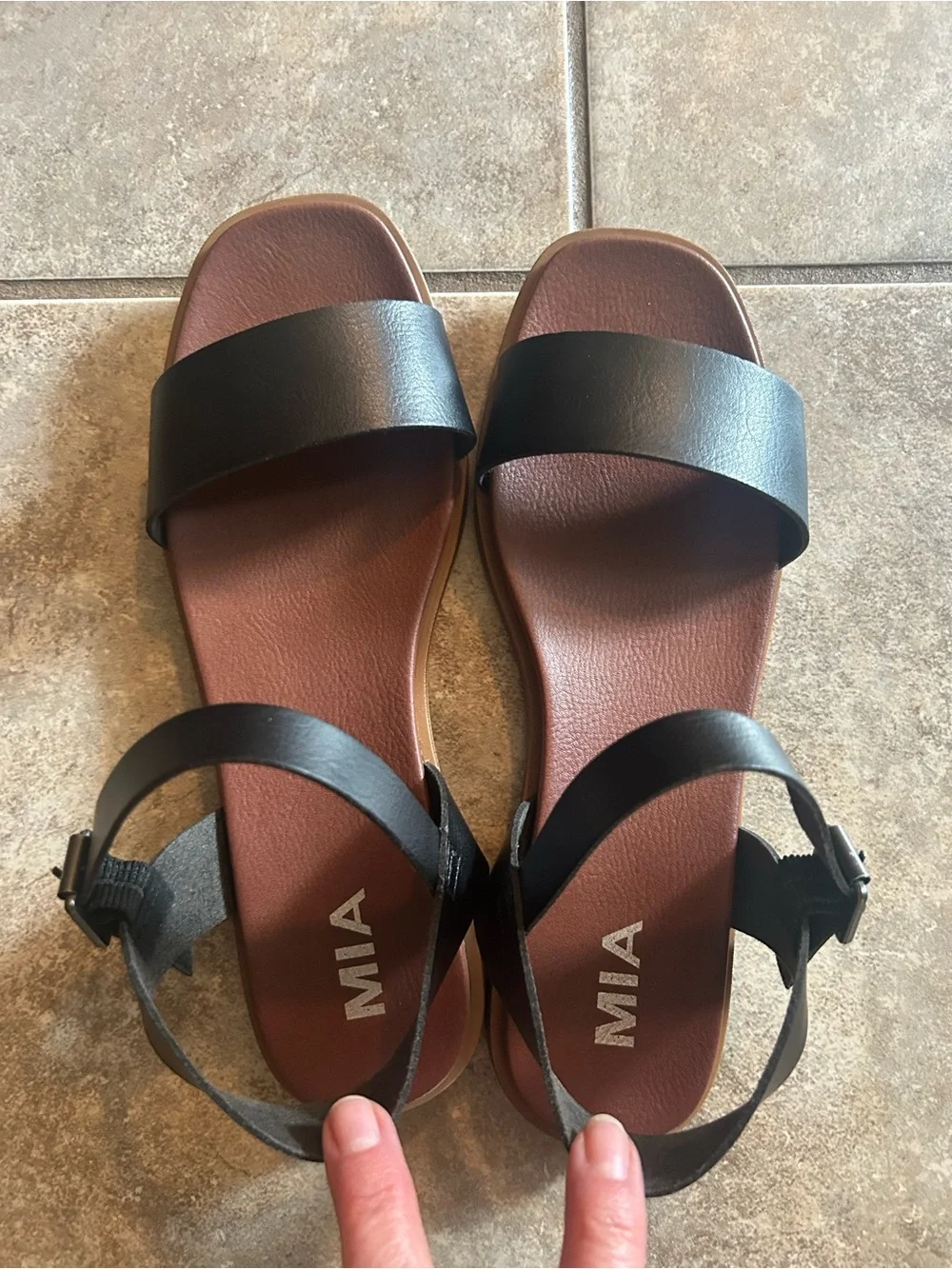 MIA Karina Black Leather Vegan Strap Women's Sandals